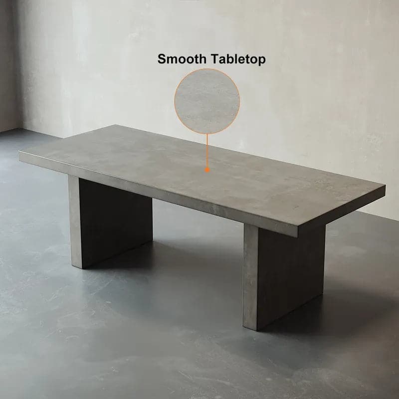 63" Farmhouse Concrete Gray Wooden Dining Table for 6 Person Double Pedestal