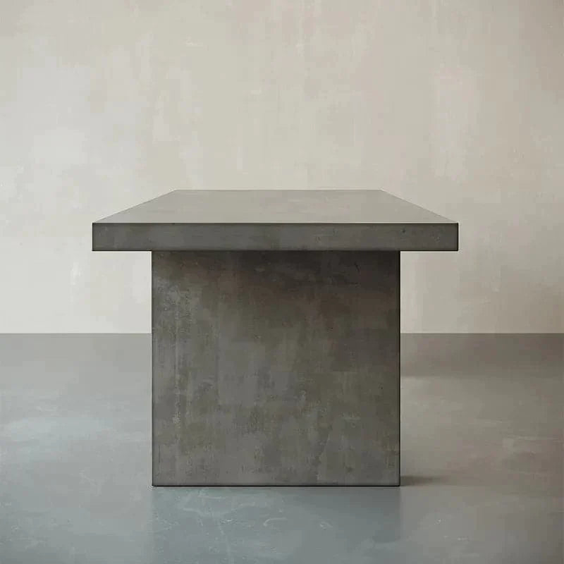 63" Farmhouse Concrete Gray Wooden Dining Table for 6 Person Double Pedestal