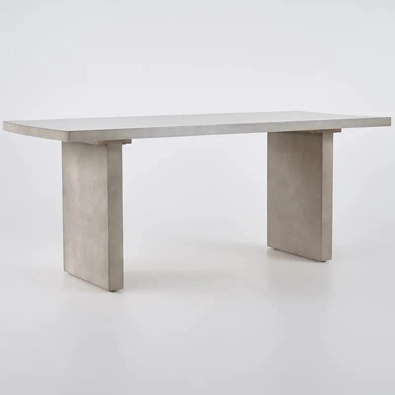 63" Farmhouse Concrete Gray Wooden Dining Table for 6 Person Double Pedestal