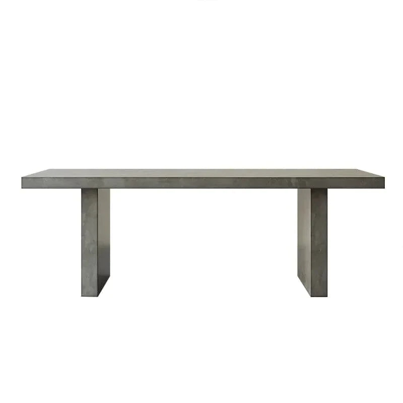 63" Farmhouse Concrete Gray Wooden Dining Table for 6 Person Double Pedestal