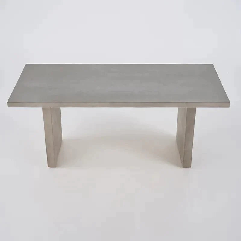 63" Farmhouse Concrete Gray Wooden Dining Table for 6 Person Double Pedestal