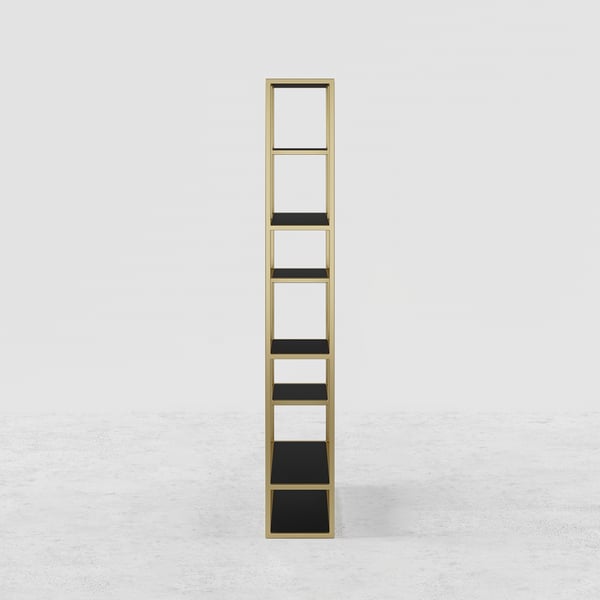 78" Modern Black & Gold Etagere Bookshelf Display 8-Shelf Tall Book Shelf Rich Storage