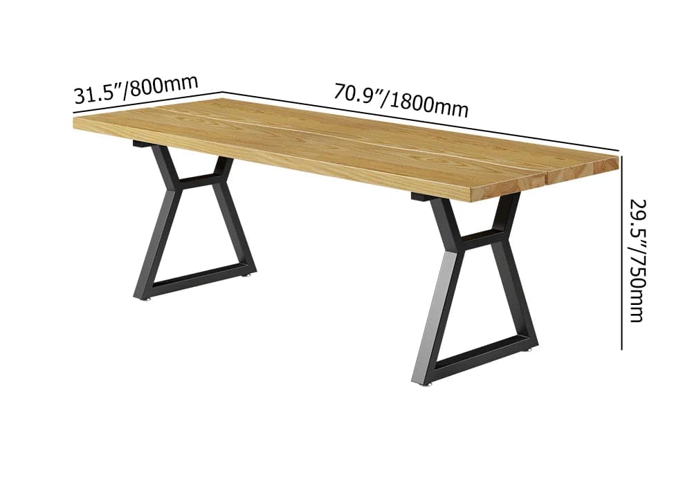 70.9" Natural Industrial Dining Table with Wood Top & Metal Frame