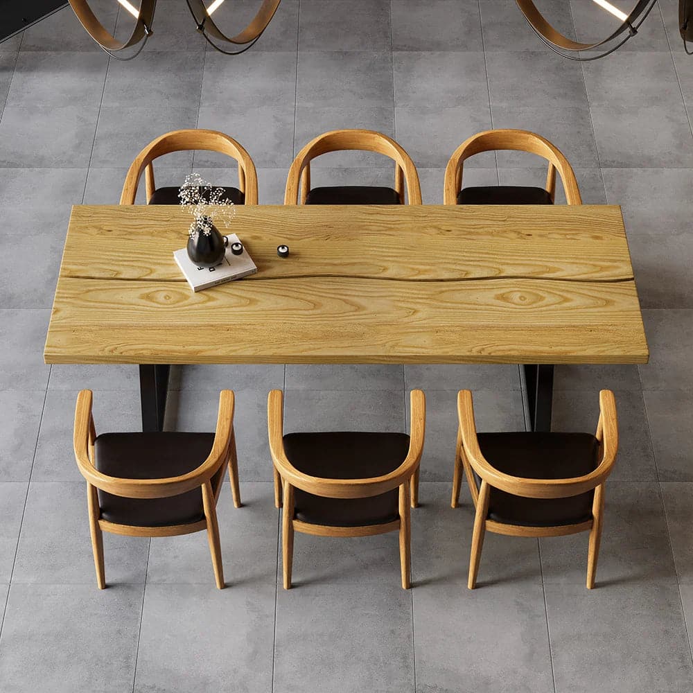 70.9" Natural Industrial Dining Table with Wood Top & Metal Frame