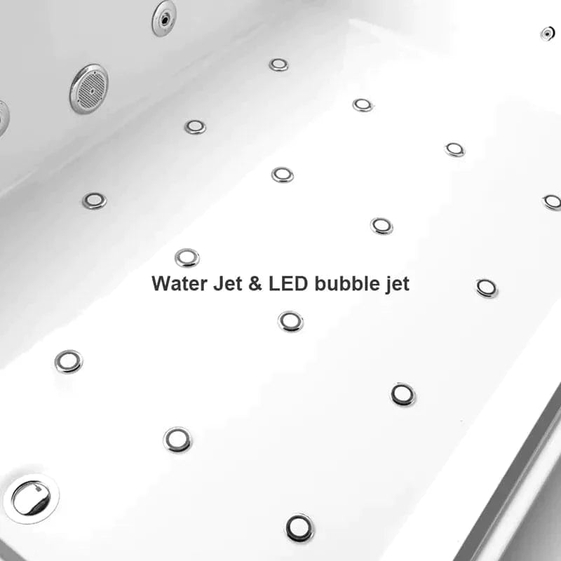 71" Acrylic LED Whirlpool & Water Massage Bathtub Decoration Transparent in White