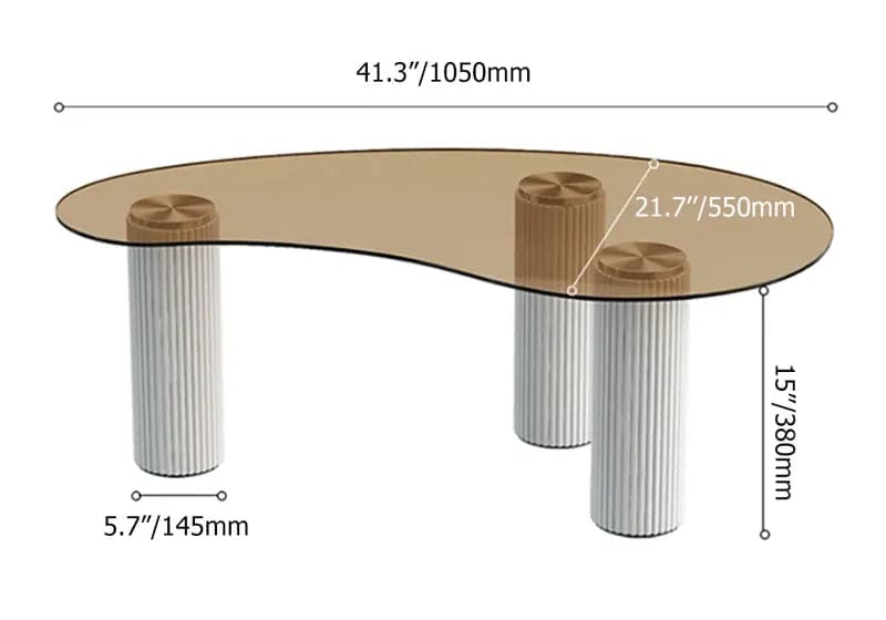 Modern Coffee Table with Tempered Glass & Solid Wood Legs