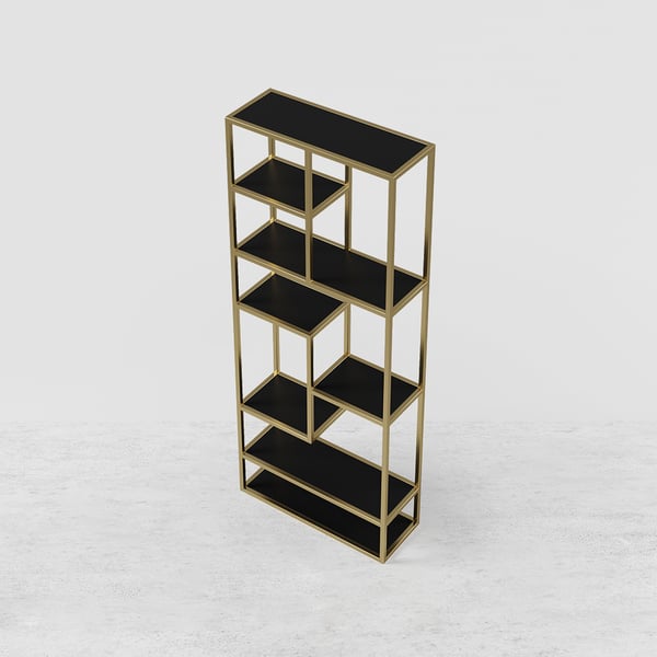 78" Modern Black & Gold Etagere Bookshelf Display 8-Shelf Tall Book Shelf Rich Storage