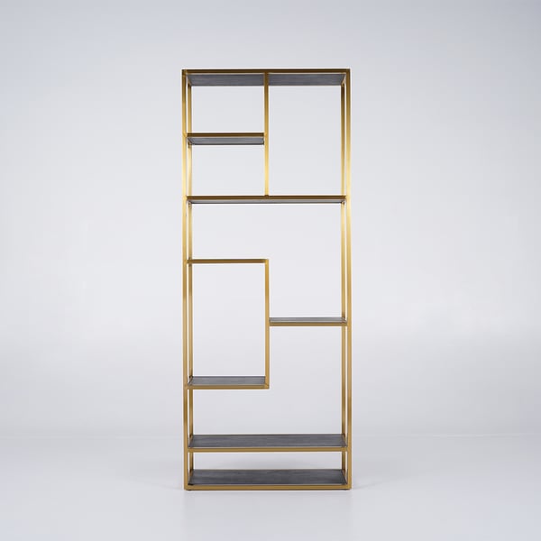 78" Modern Black & Gold Etagere Bookshelf Display 8-Shelf Tall Book Shelf Rich Storage