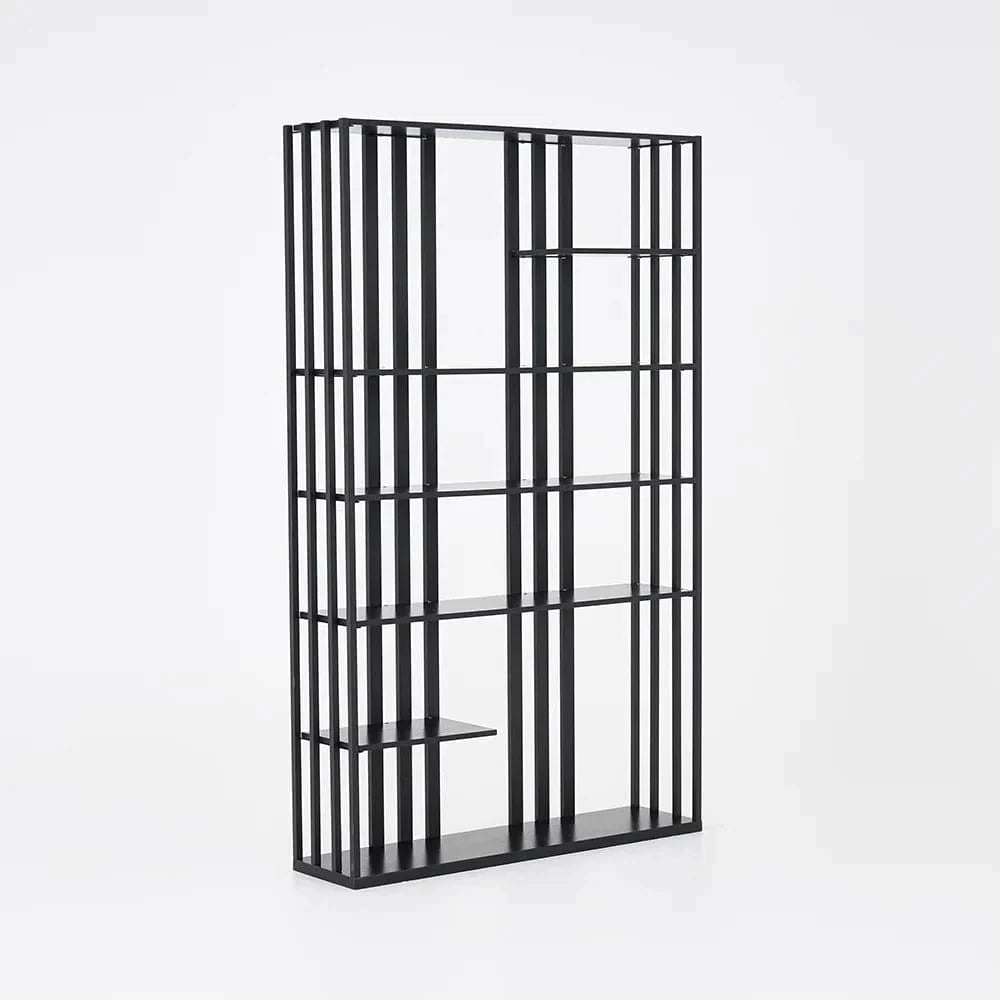 78" Modern Steel Etagere Bookshelf Display Shelving 6-Shelf in Black Tall Book Shelf