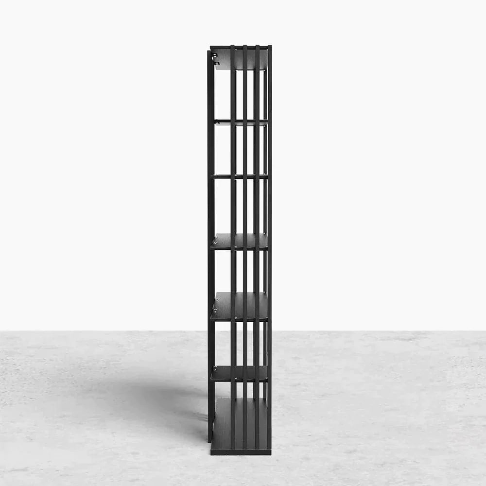 78" Modern Steel Etagere Bookshelf Display Shelving 6-Shelf in Black Tall Book Shelf