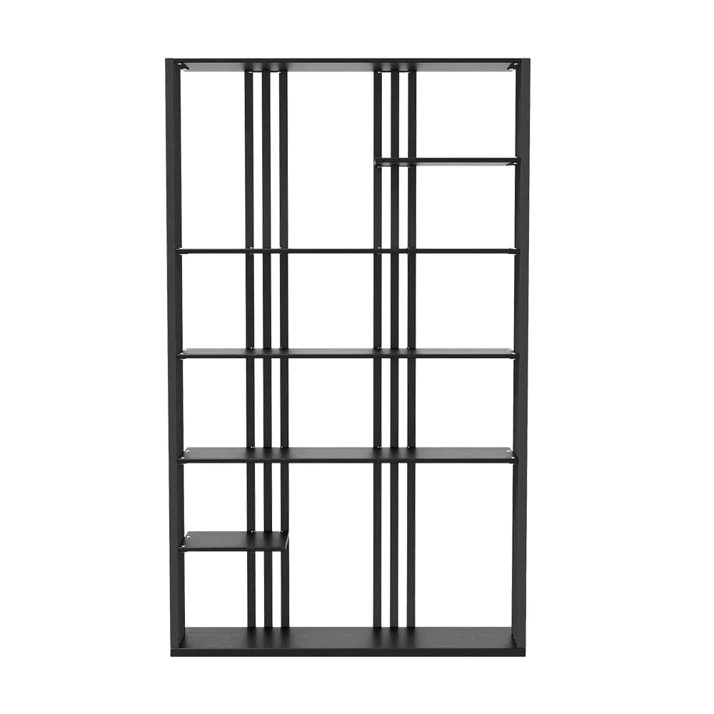 78" Modern Steel Etagere Bookshelf Display Shelving 6-Shelf in Black Tall Book Shelf