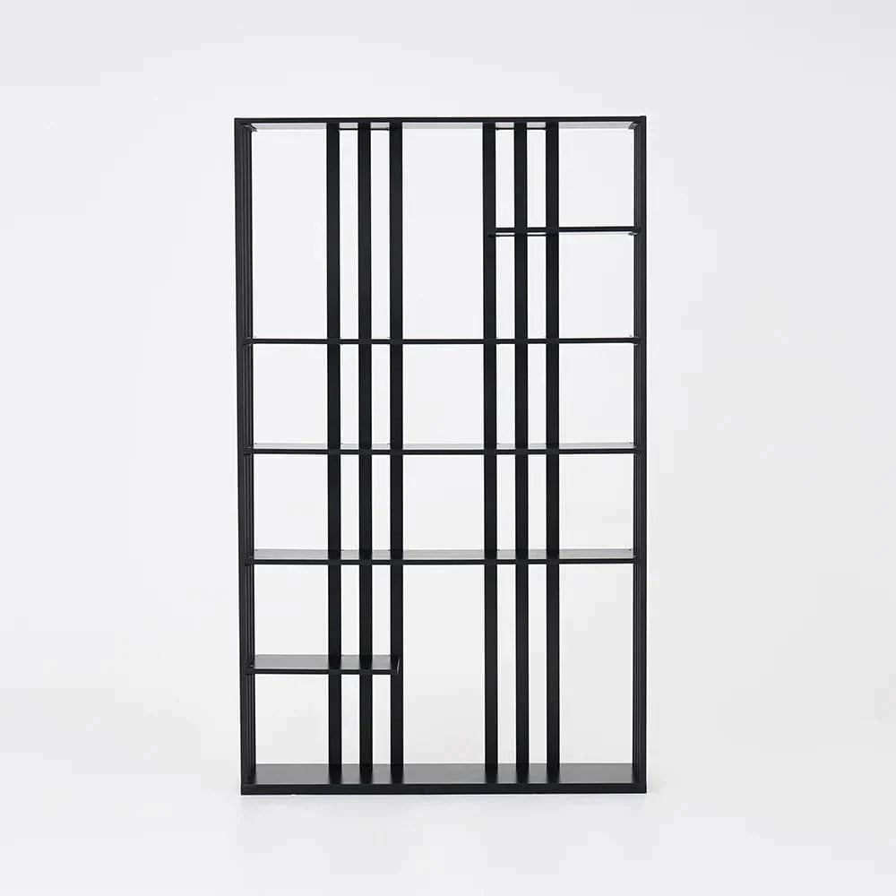 78" Modern Steel Etagere Bookshelf Display Shelving 6-Shelf in Black Tall Book Shelf