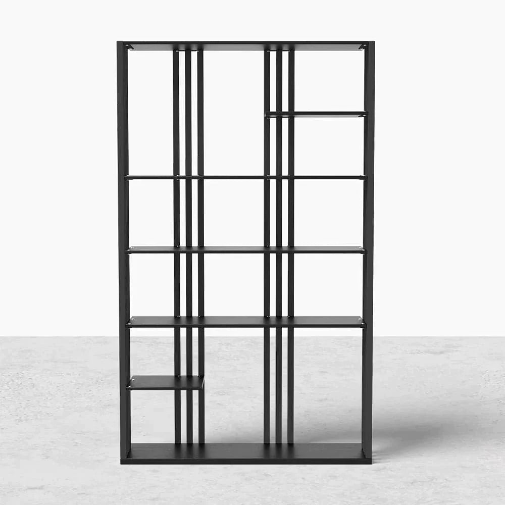 78" Modern Steel Etagere Bookshelf Display Shelving 6-Shelf in Black Tall Book Shelf