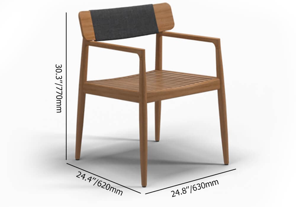 7 Pieces Modern Outdoor Dining Set with Teak Wood Table and Chair in Natural