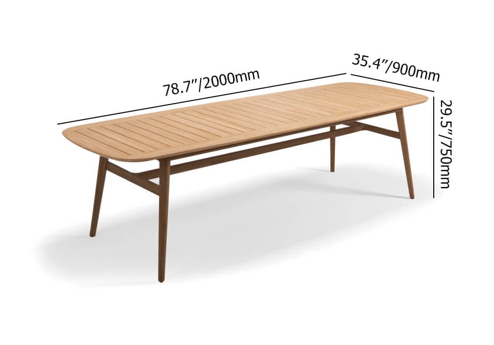 7 Pieces Modern Outdoor Dining Set with Teak Wood Table and Chair in Natural