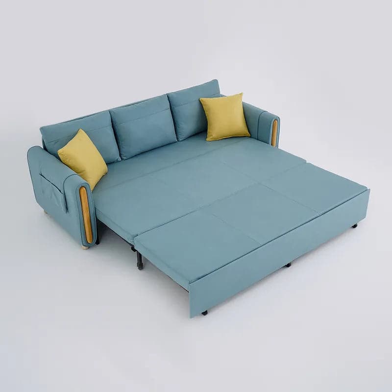 81.1" Blue Arm Full Sleeper Sofa Bed with Storage&Side Pockets