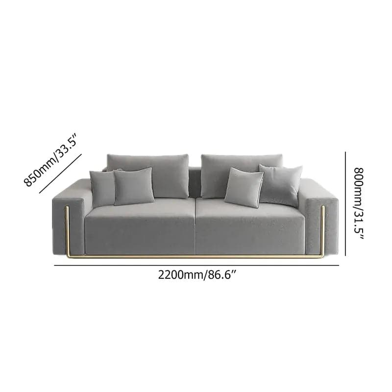 87" Modern Gray Cotton & Linen Upholstered 3-Seater Sofa for Living Room