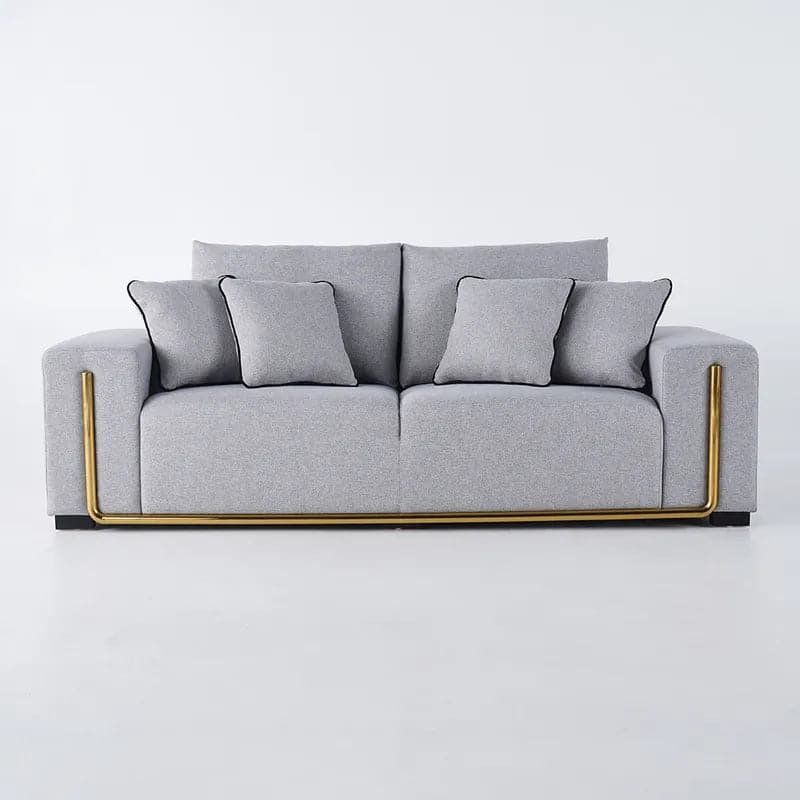 87" Modern Gray Cotton & Linen Upholstered 3-Seater Sofa for Living Room