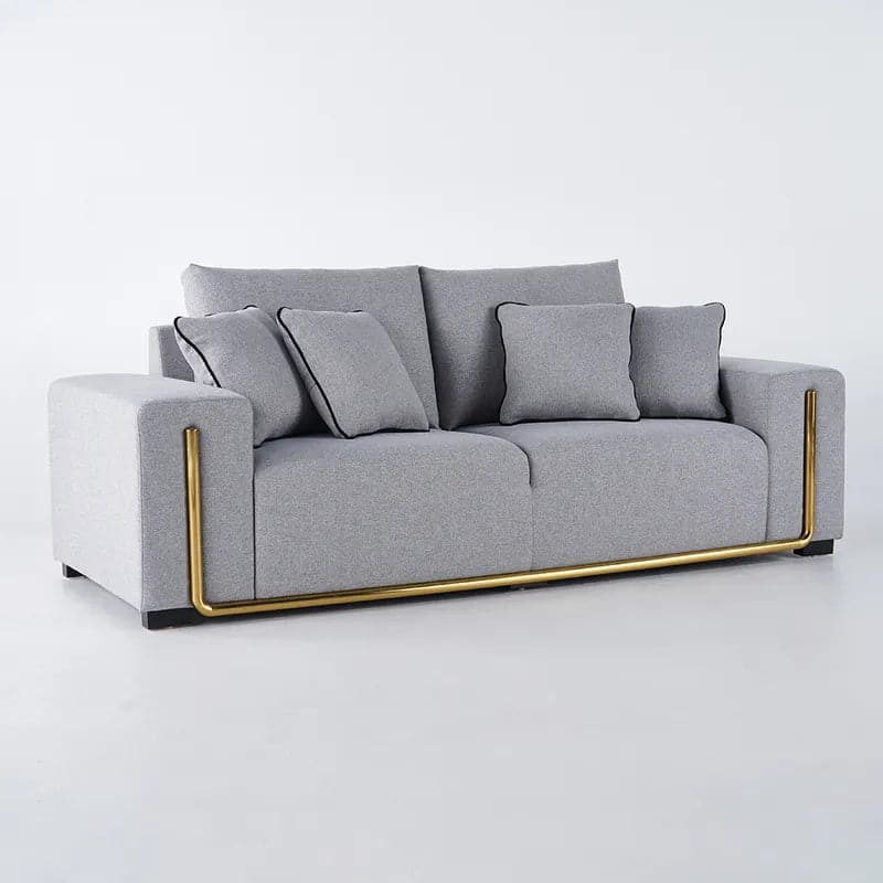 87" Modern Gray Cotton & Linen Upholstered 3-Seater Sofa for Living Room