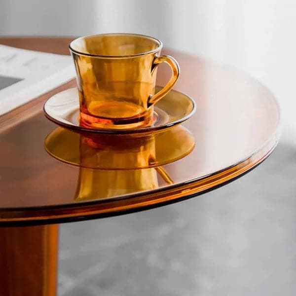 Acrylic End Table Amber Modern Accent Table Clear Round Side Table