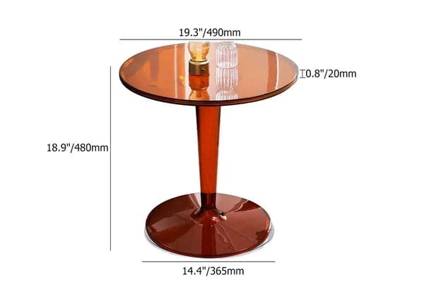 Acrylic End Table Amber Modern Accent Table Clear Round Side Table