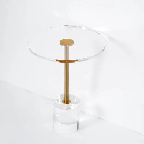 Acrylic Round Side Table Clear Stylish End Table Stainless Steel