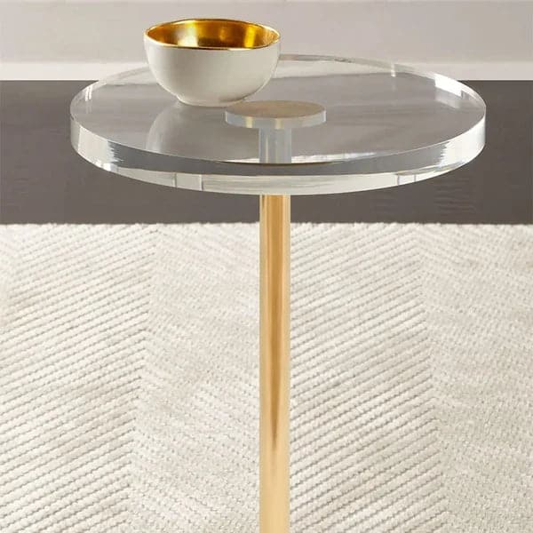 Acrylic Round Side Table Clear Stylish End Table Stainless Steel