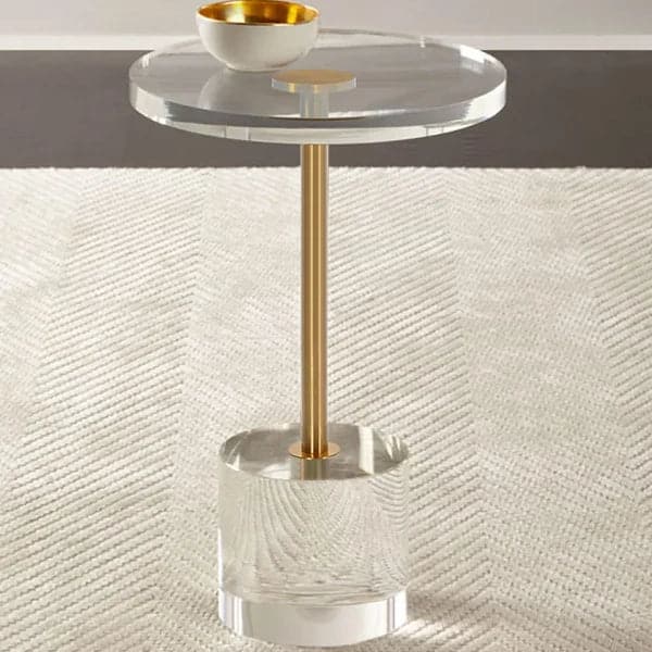 Acrylic Round Side Table Clear Stylish End Table Stainless Steel