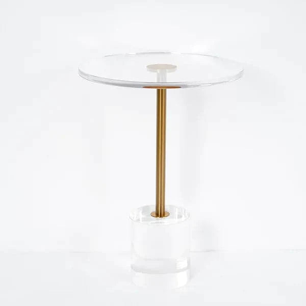 Acrylic Round Side Table Clear Stylish End Table Stainless Steel