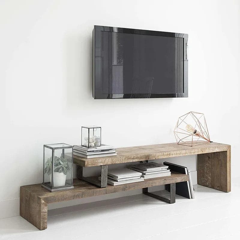 Adjustable Extendable Wood TV Stand Up to 80" Open Storage