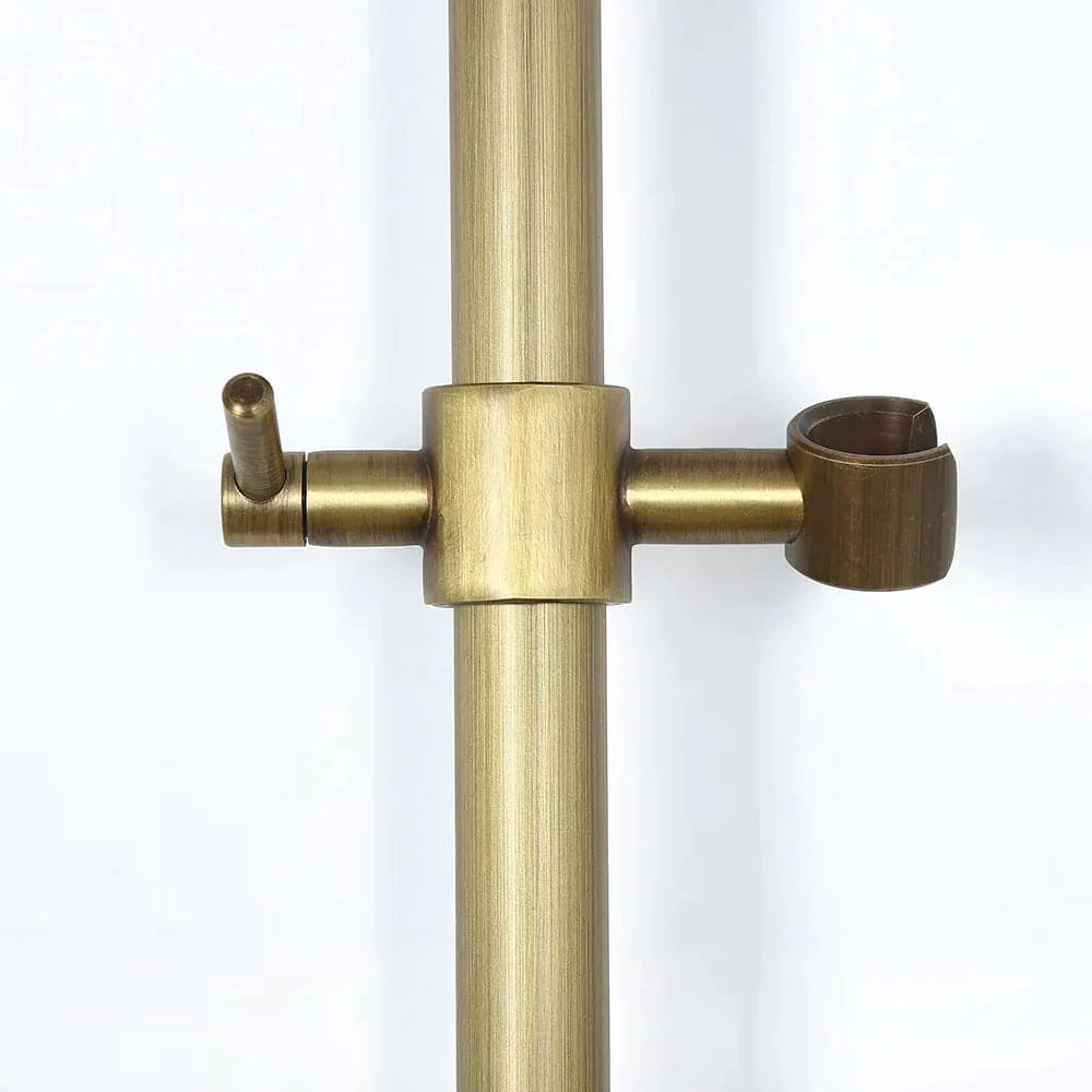 Antique Brass Exposed Wall Mount Shower System with 8" Rain Shower Head and Hand Shower