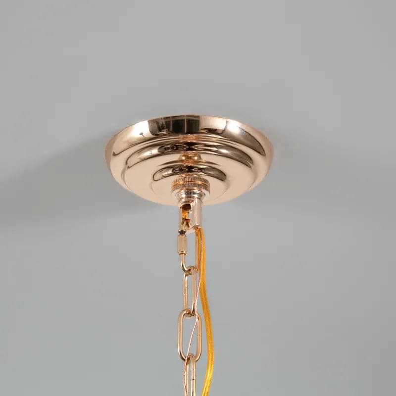 12-Light Sputnik Agate Chandelier with Adjustable Chain in Rose Gold