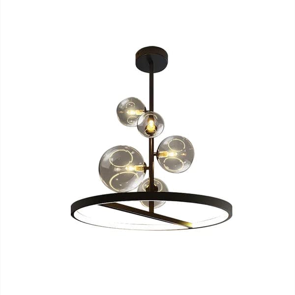 Black Glass Globe 5-Light Chandelier Modern for Living Room and Dining Room