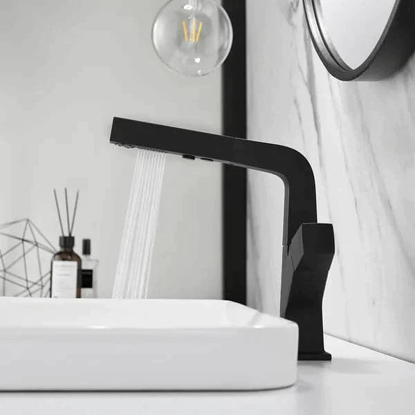 Black Modern Single Hole Bathroom Sink Faucet Dual Function Pull-Out Spray Faucet