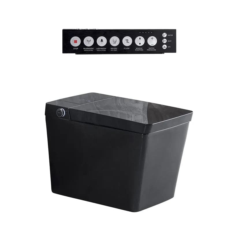 Black Smart One-Piece Floor Square Toilet with Remote Control and Automatic Cover