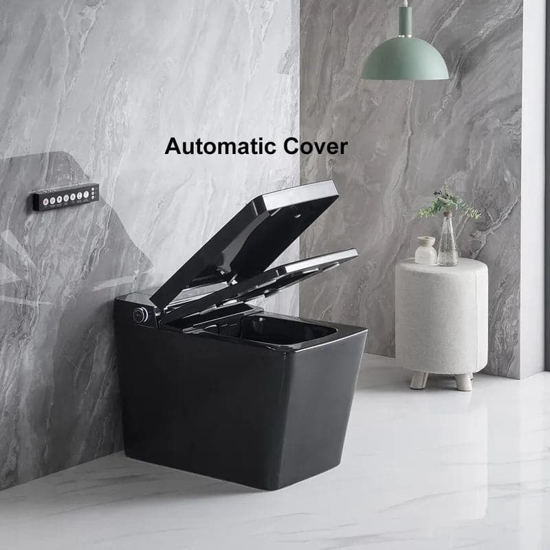 Black Smart One-Piece Floor Square Toilet with Remote Control and Automatic Cover