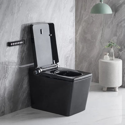 Black Smart One-Piece Floor Square Toilet with Remote Control and Automatic Cover