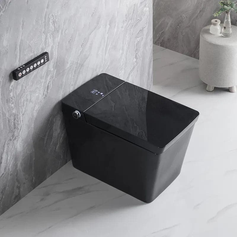 Black Smart One-Piece Floor Square Toilet with Remote Control and Automatic Cover