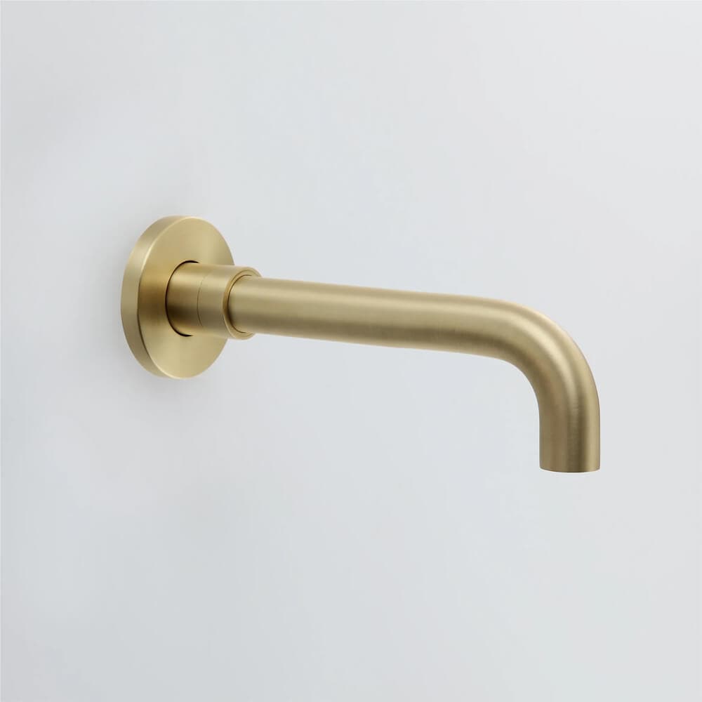 Brushed Brass Single Lever Wall Mounted Bathroom Faucet Swivel Sink Faucet Brass