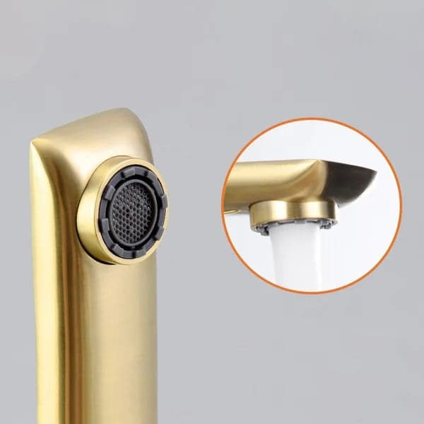 Brushed Gold Deck-Mount Roman Bathtub Filler Faucet with Handshower Solid Brass