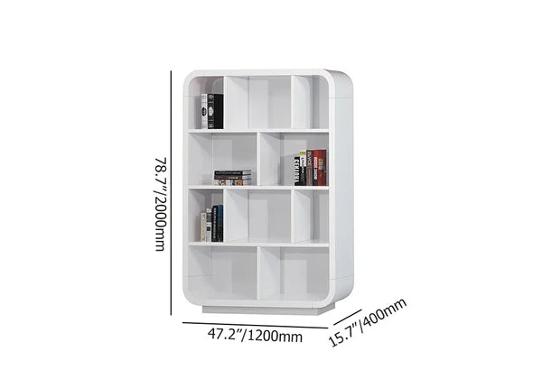 78.7" Modern White Bookshelf 4-Tier Standard Bookcase with Rich Storage