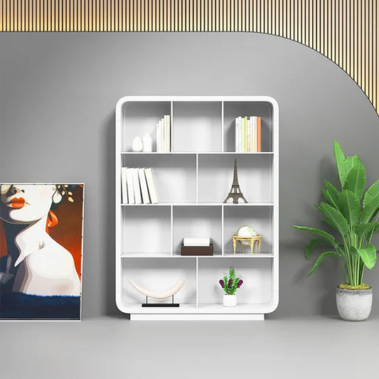 78.7" Modern White Bookshelf 4-Tier Standard Bookcase with Rich Storage