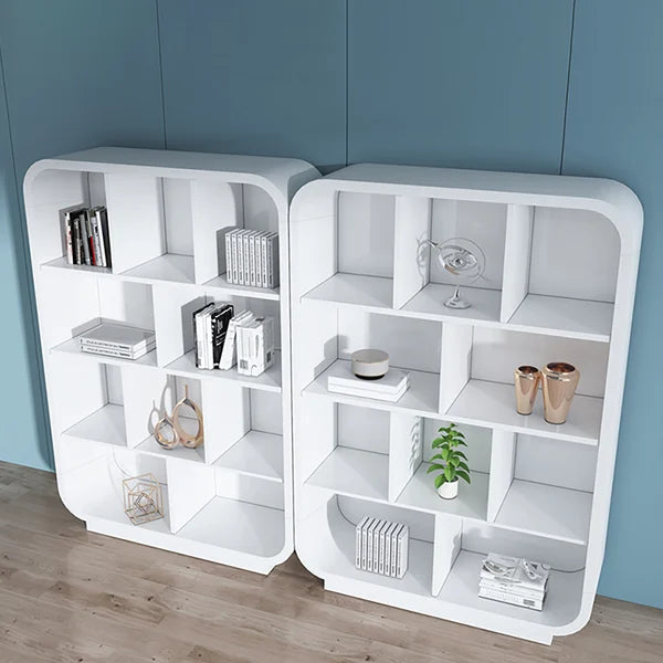 78.7" Modern White Bookshelf 4-Tier Standard Bookcase with Rich Storage