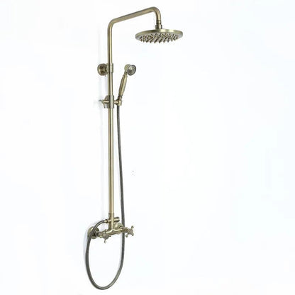 Classic Exposed Antique Brass Two Handle Round Rainshower Shower Fixture Solid Brass