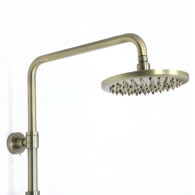 Classic Exposed Antique Brass Two Handle Round Rainshower Shower Fixture Solid Brass