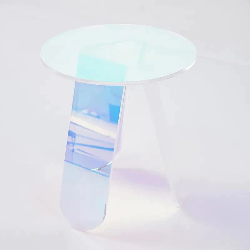 Acrylic End Table Clear Round Side Table Modern Accent Table Iridescent