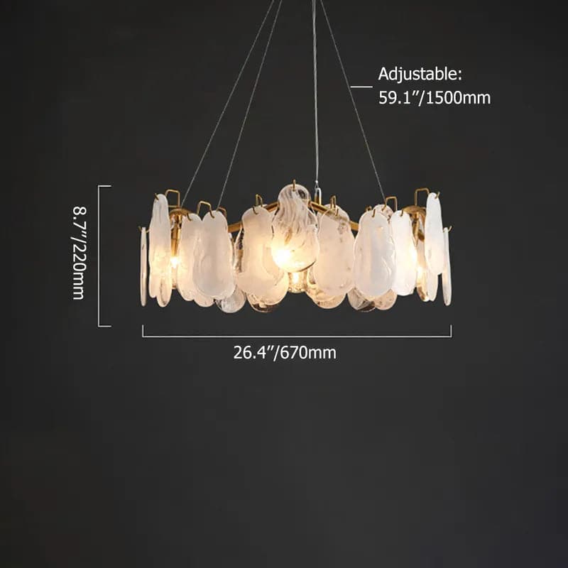 Modern 6-Light Tiered Cloud Glass Chandelier with Adjustable Cables