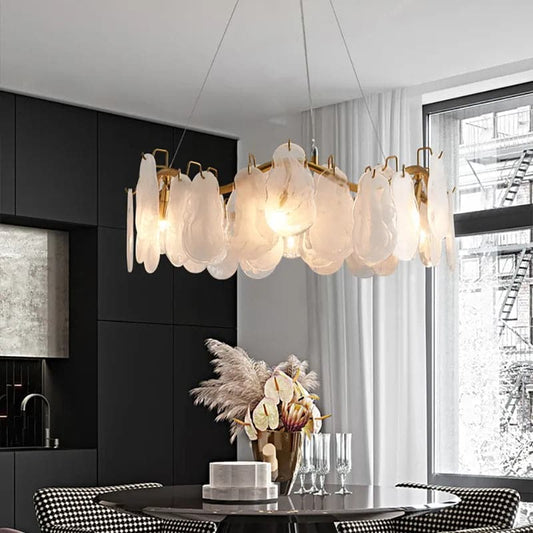 Modern 6-Light Tiered Cloud Glass Chandelier with Adjustable Cables