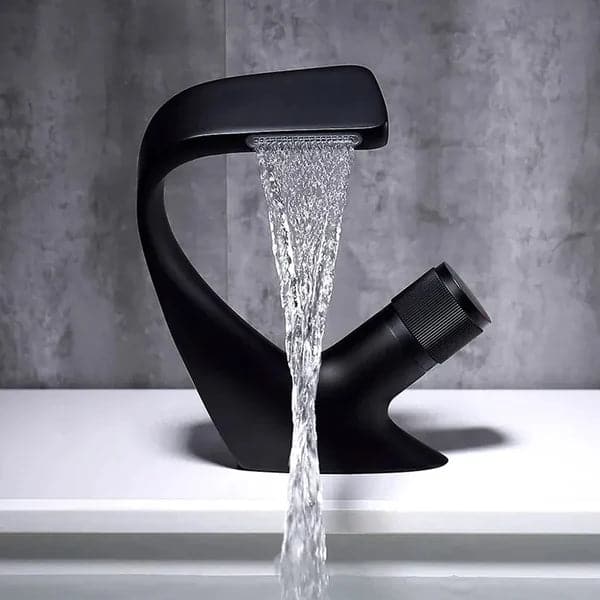 Contemporary Creative Single Handle 1-Hole Waterfall Bathroom Sink Faucet