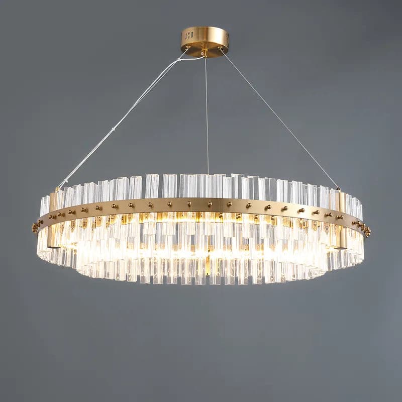 Contemporary Glass Living Room Chandelier in Brass